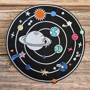 Giant Solar System Galaxy Outer Space Saturn Nasa Embroidered Iron on Patch
